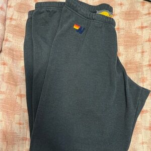 Aviator Nation Grey and white lightning bolt sweatpants